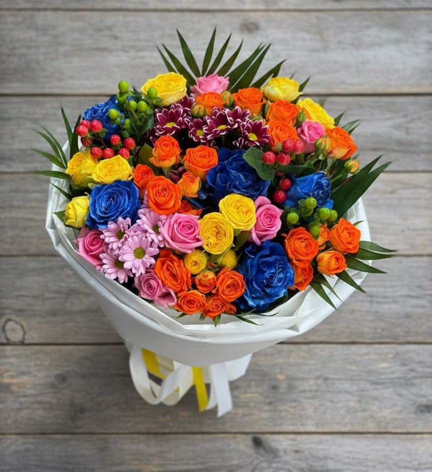 Букет цветов из: Розы и Хризантемы в Евсеево