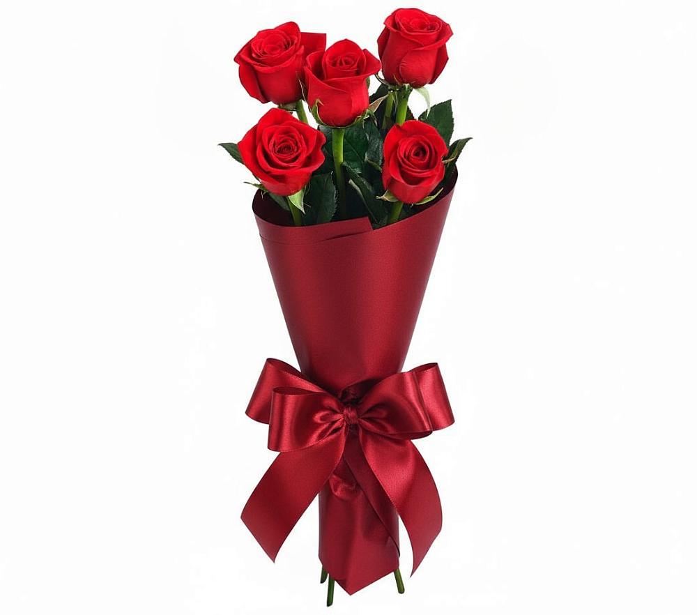 Букет 5 Красных роз Эдлесс Лав в Евсеево