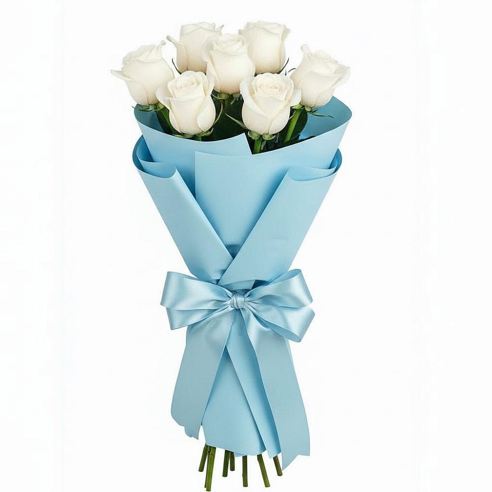 Букет 7 белых роз Проуд в Евсеево