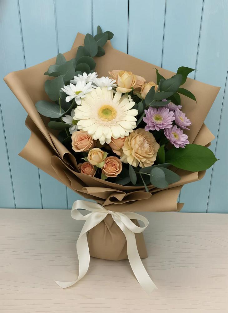 Букет цветов из: Герберы и Хризантемы в Евсеево
