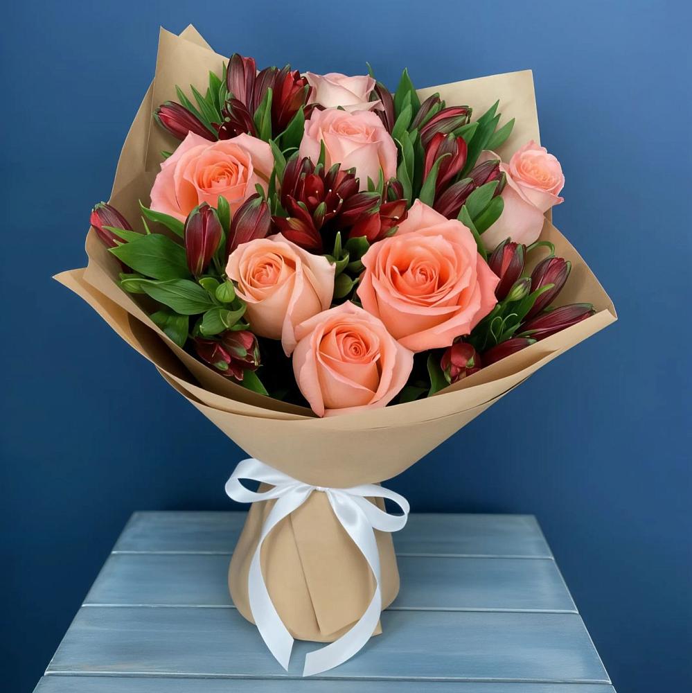 Букет цветов из: Розы и Альстромерии в Евсеево