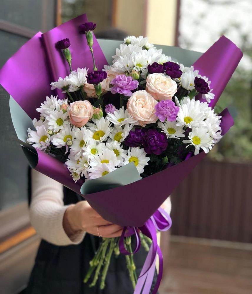 Букет цветов из: Хризантемы, Гвоздики и Розы в Евсеево