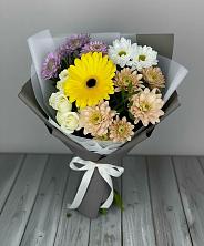 Букет цветов из:  Розы, Герберы и Хризантемы в Евсеево