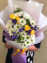 Букет цветов из:  Ирисы, Хризантемы и Розы #REPLACE_PRED# Евсеево