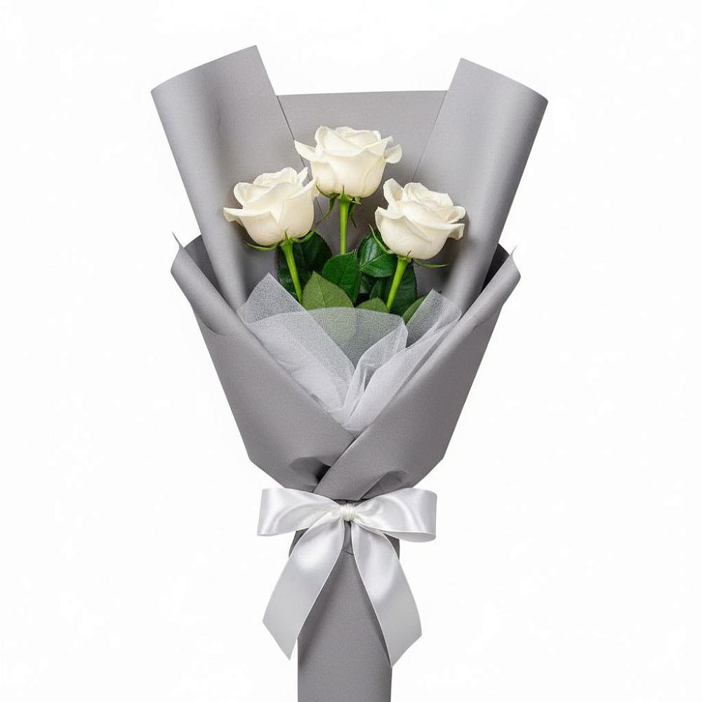 Букет 3 белые розы в Евсеево