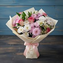 Букет цветов из:  Хризантемы, Альстромерии и Розы в Евсеево