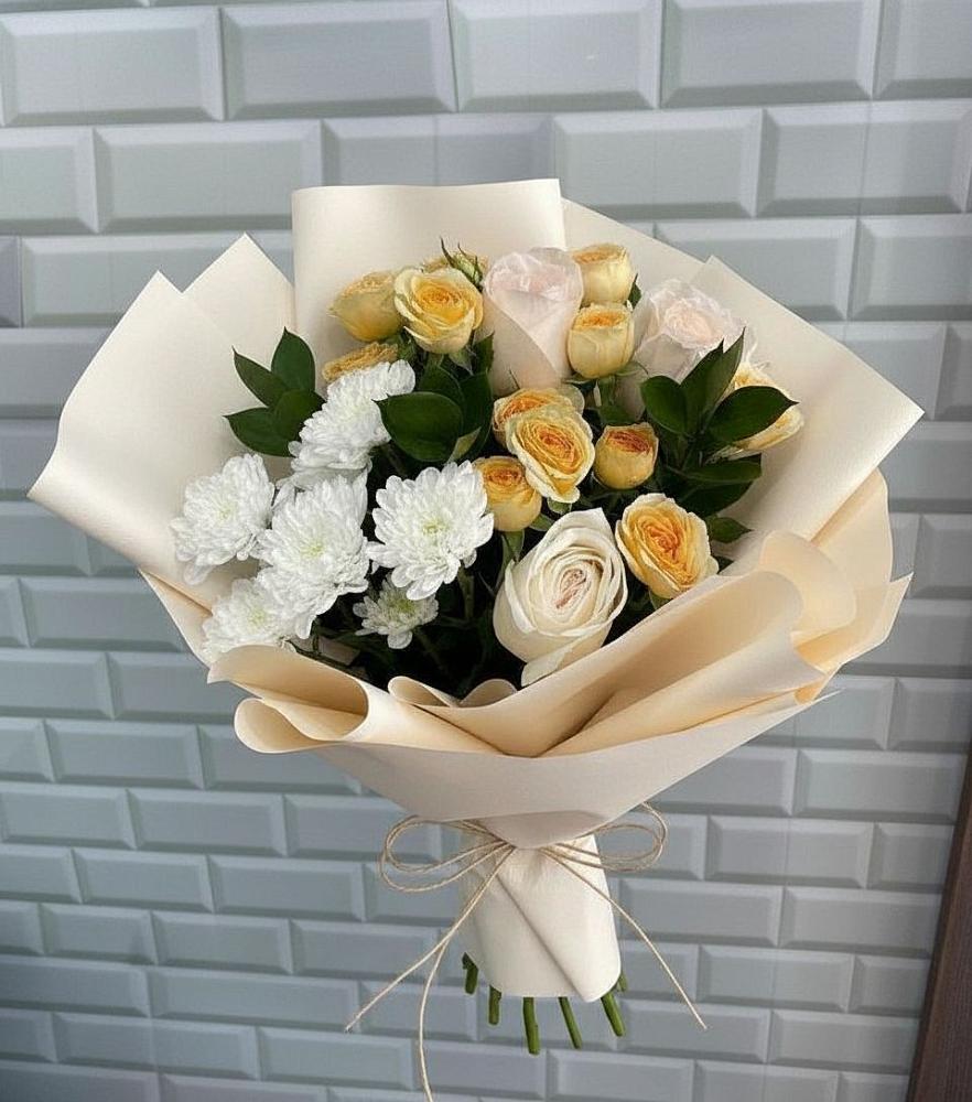 Букет цветов из: Розы и Хризантемы в Евсеево