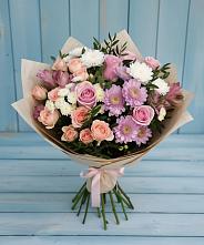 Букет цветов из:  Хризантемы, Розы и Альстромерии #REPLACE_PRED# Евсеево