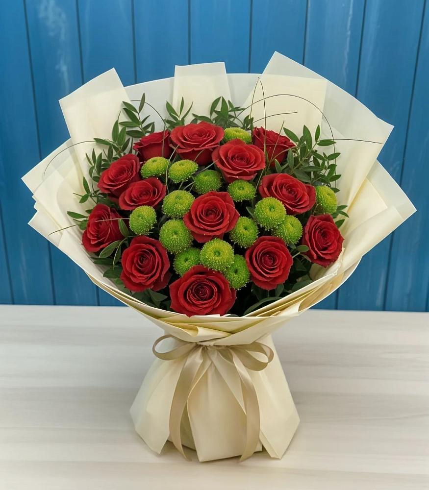 Букет цветов из: Розы и Хризантемы в Евсеево