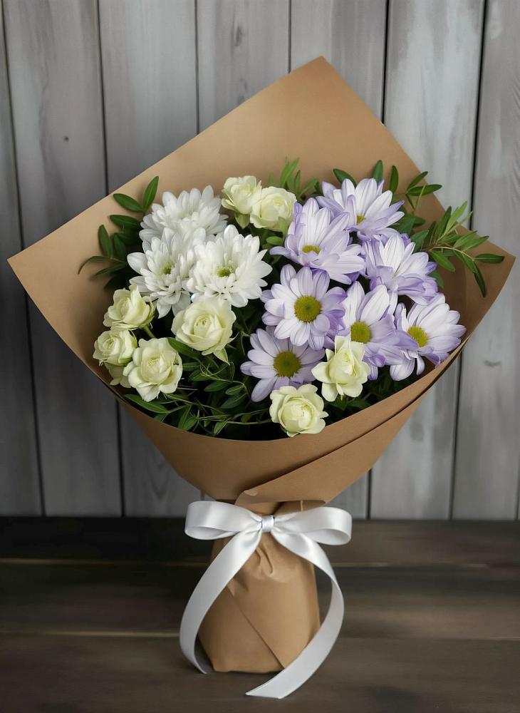 Букет цветов из: Хризантемы и Розы в Евсеево